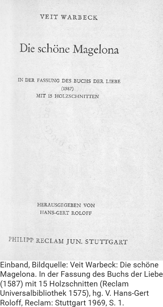 Der Einband von Veit Warbecks "Die schöne Magelona" im Reclam-Verlag, 1969.