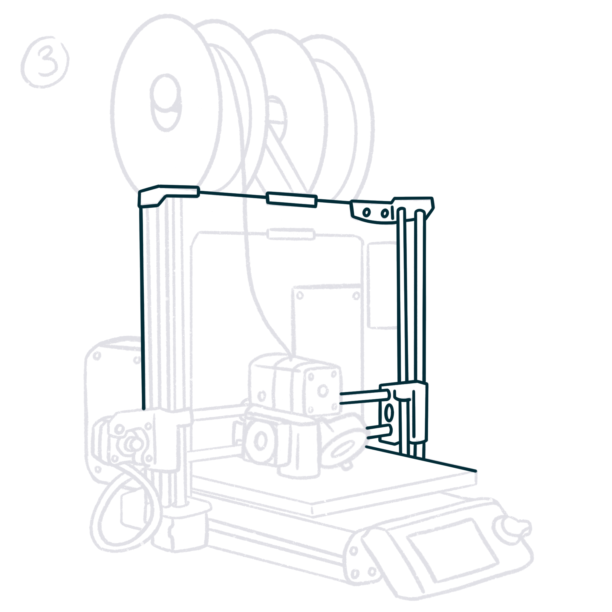 Anfänge der Outlines für den 3D Drucker über der ausgewählten Skizze