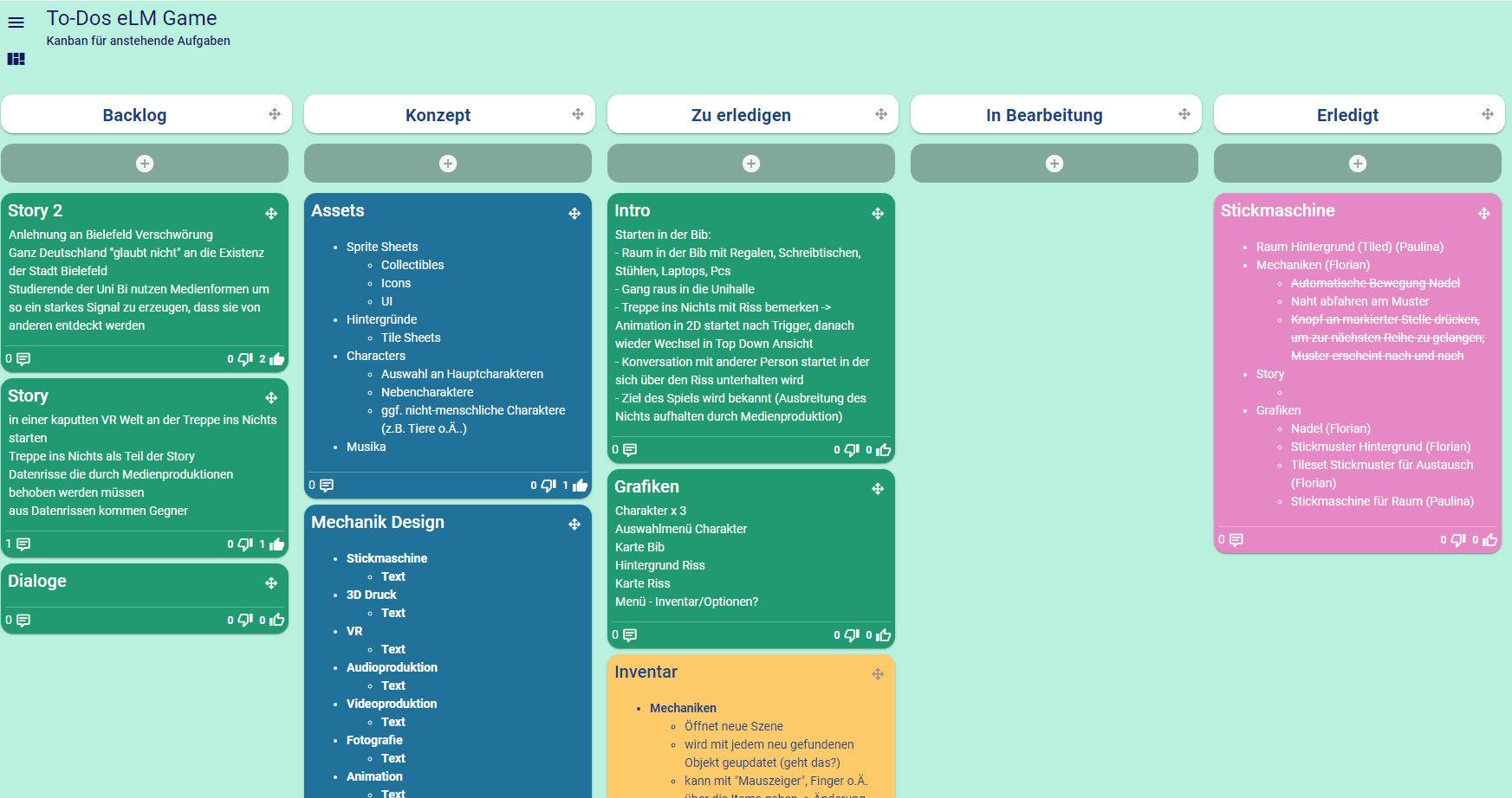 Kanban mit Aufgaben