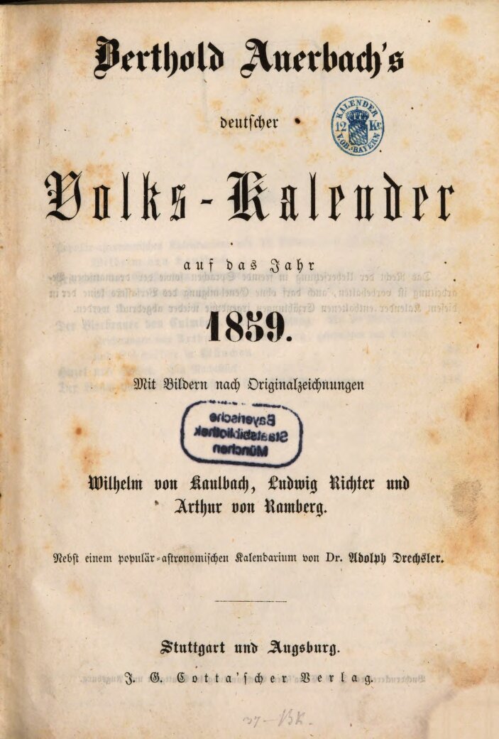 Berthold Auersbach's deutscher Volks-Kalender auf das Jahr 1859. Lizenz: NoC-NC