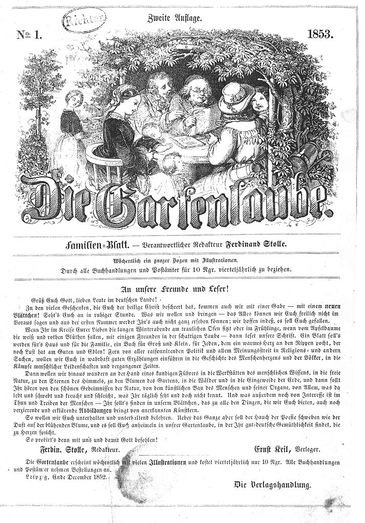 Bild: Die Gartenlaube. Titelblatt des ersten Heftes (1853)