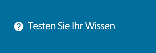 Ein Banner mit der Aufschrift 'Testen Sie Ihr Wissen'