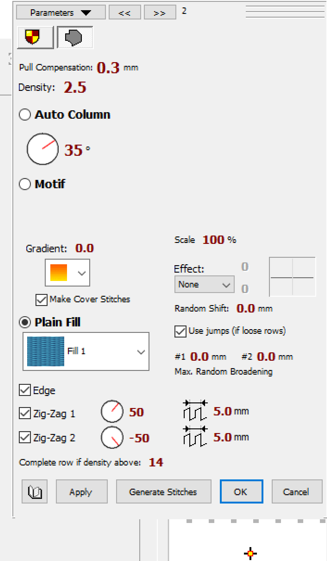Screenshot vom "Parameter"-Dialog