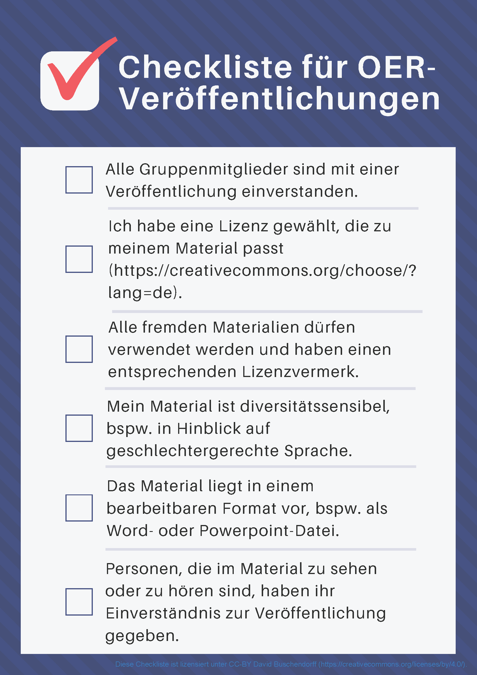 Checkliste für OER-Veröffentlichungen